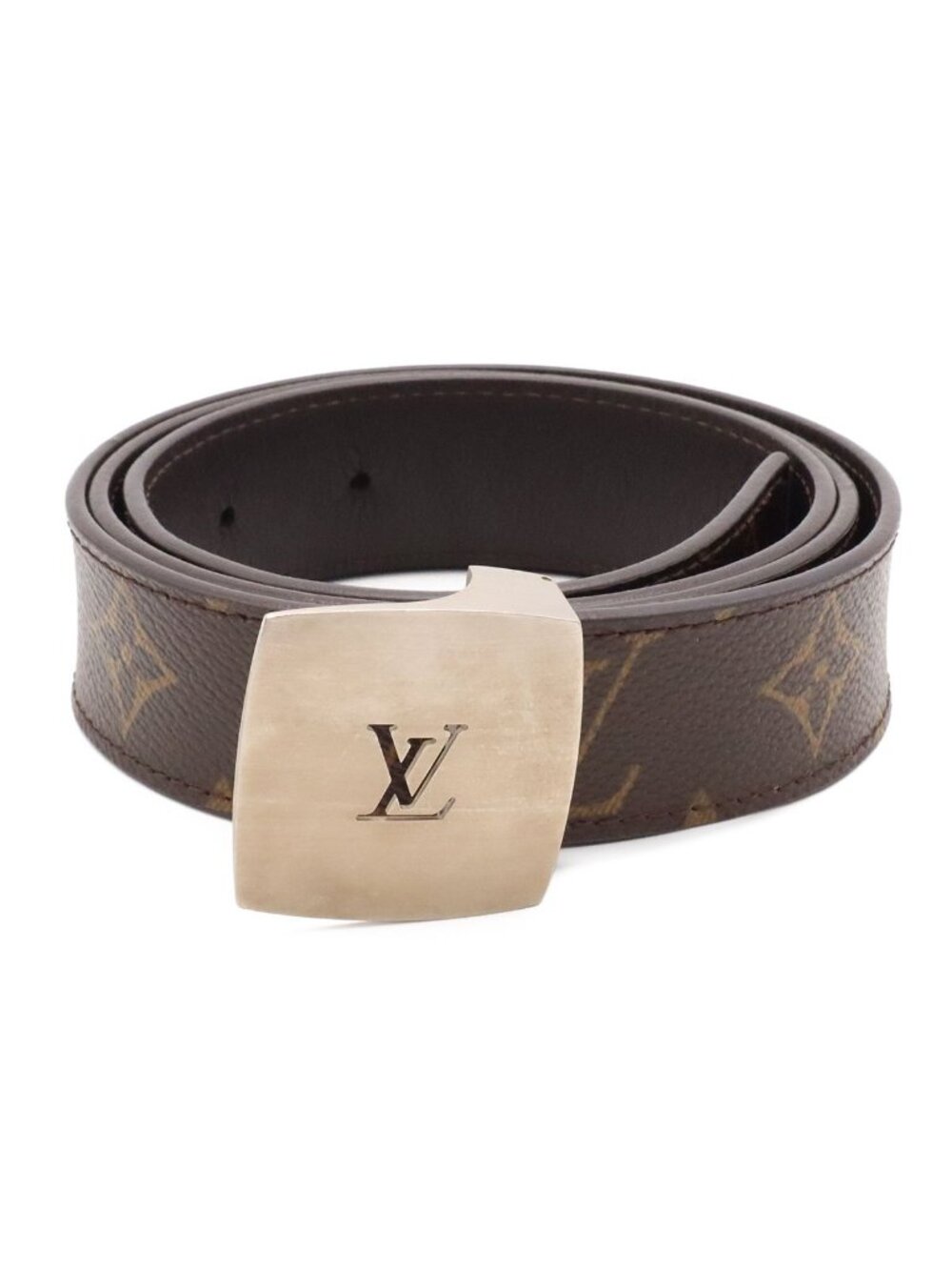 Louis Vuitton Monogram Ceinture LV Cut Belt Silver 90
